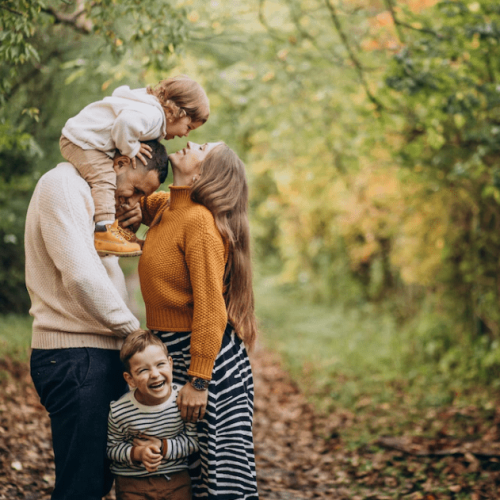 Young family with children in autumn park Free Photo